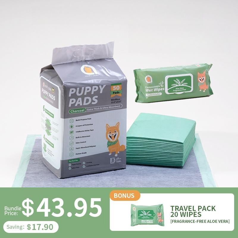 Puppy Training Essential Bundle: Charcoal Puppy Pads